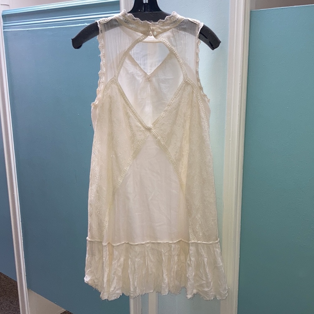 FREE PEOPLE sz M gorgeous RARE bohemian romantic cream lace dress festivals - Picture 4 of 6
